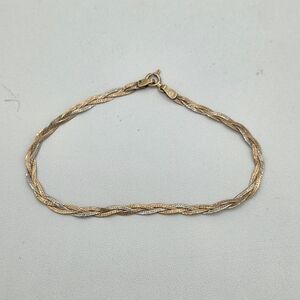 14k Tri-tone Gold Braided Bracelet